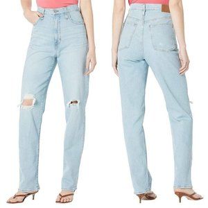 Madewell Perfect Vintage Straight Jean Size 28 Tall Danby Wash Knee-Rip Edition